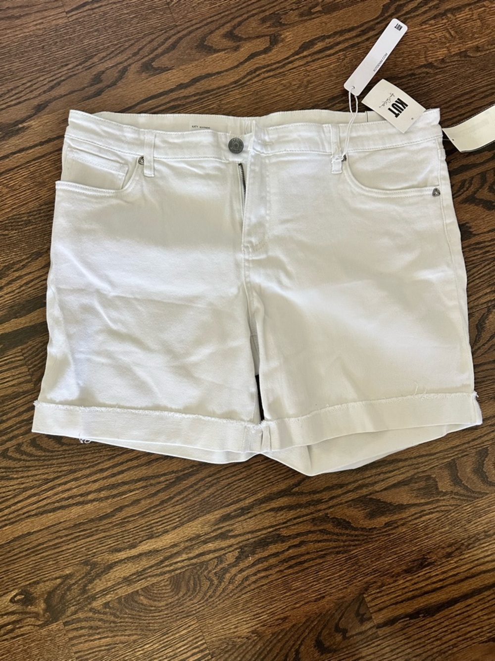 Kut from the Kloth White Cuffed Denim Bermuda Shorts